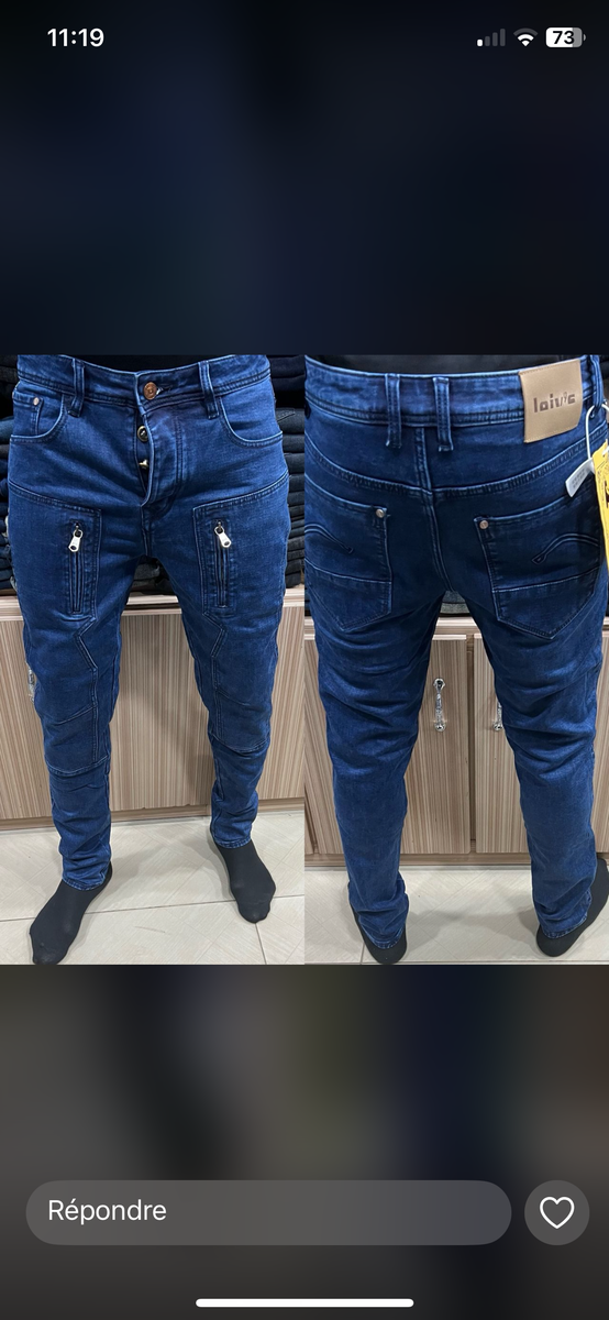 Jeans slim homme bleu et noir