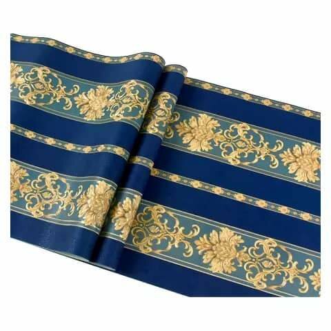 Papier peint bleu doré