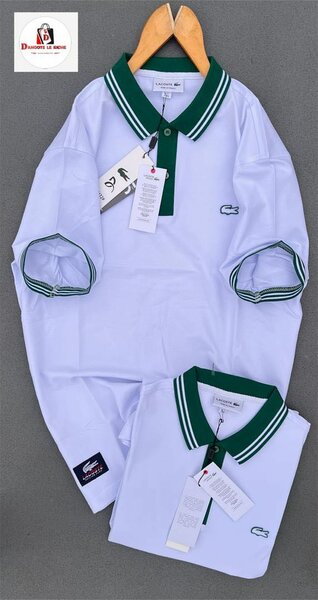 Polo blanc col vert homme
