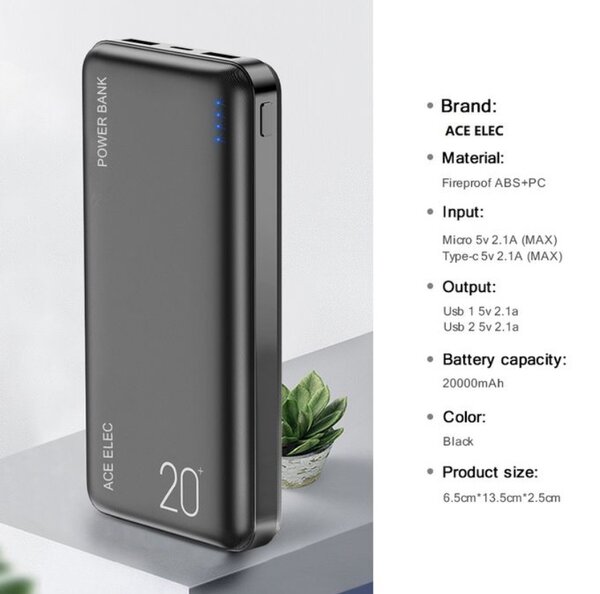 Ace Elec PowerBank 20,000 mAh