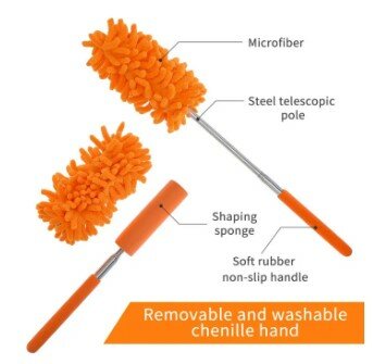 Microfiber Duster Extendable, Washable Microfiber Extendable Duster Microfiber Hand Duster Cleaning Tool Dusting Brush for Home Office Car Computer Multi Purpose Multipurpose