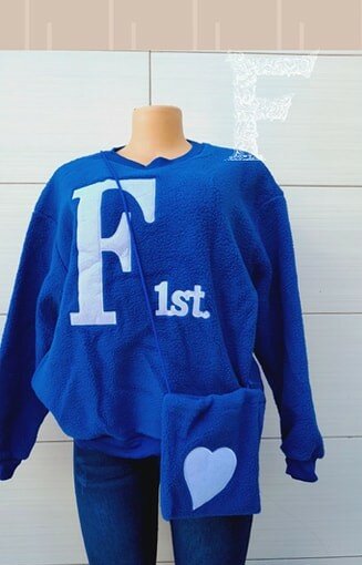 Blue hoodie + handbag  Sizes (L - 3XL)