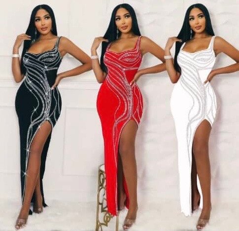 Chic rose de soirée moulante S M L XL 2xl 3 couleurs