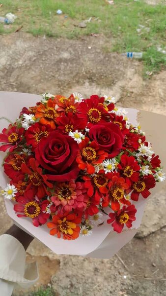 Bouquet de fleurs rouge vif