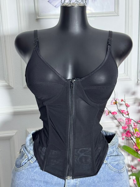 Top bustier noir à zip