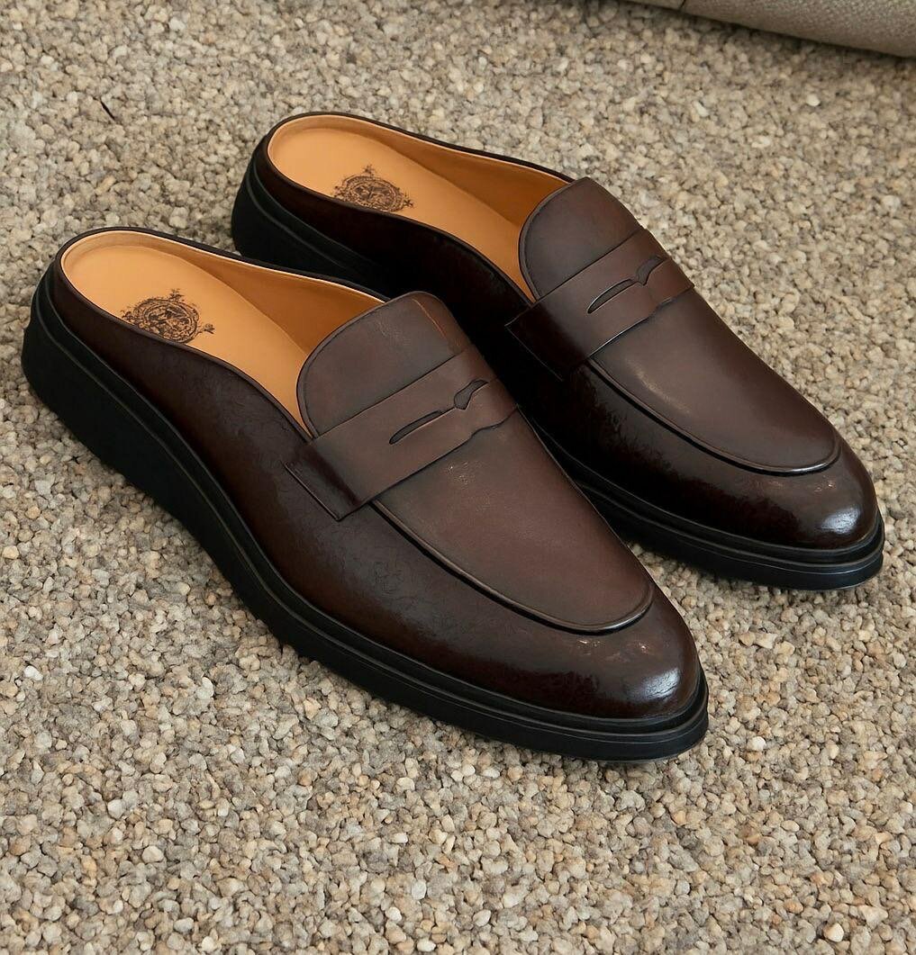 Mocassins en cuir marron élégants
