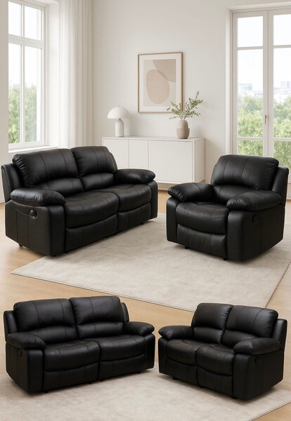 Canapé en cuir noir avec fonction relaxation