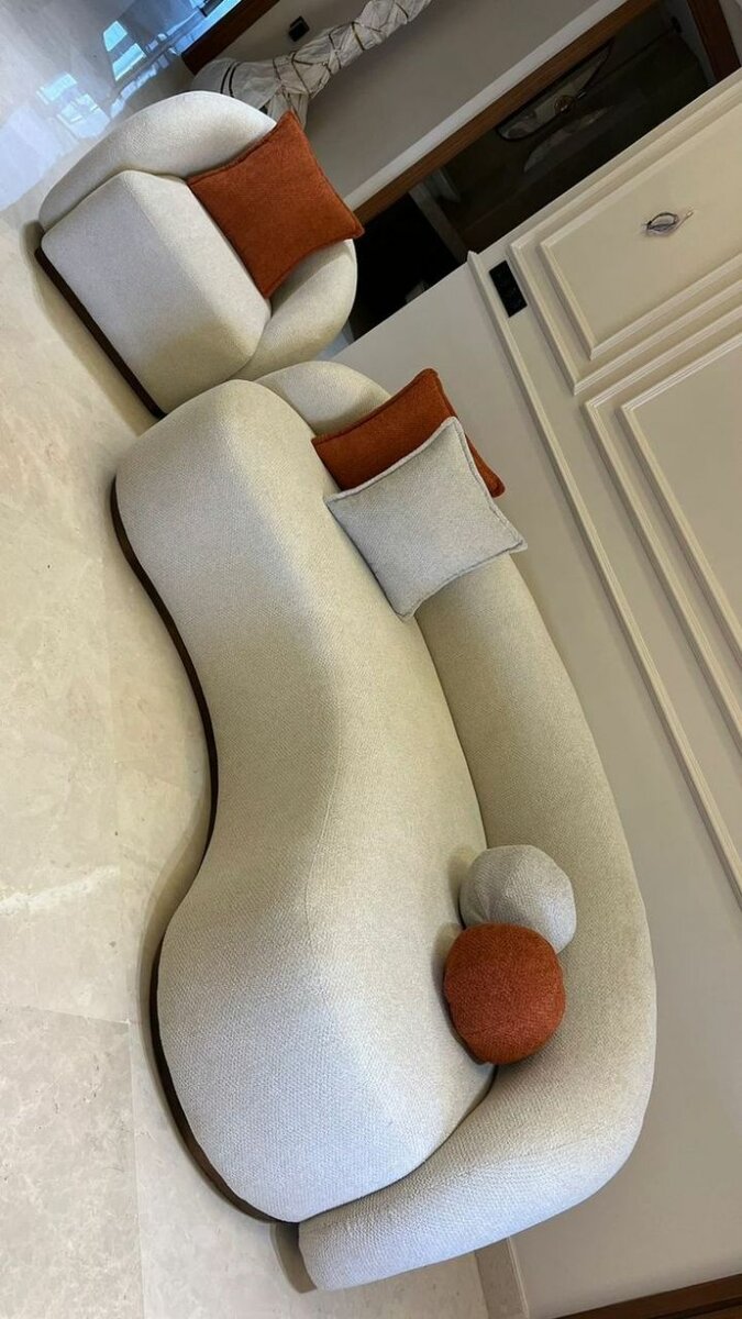 Canapé modulable en cuir blanc