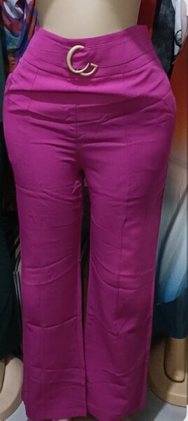 Pantalon chic taille haute rose