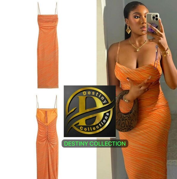 Robe orange moulante élégante