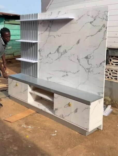 Meuble TV moderne en marbre blanc