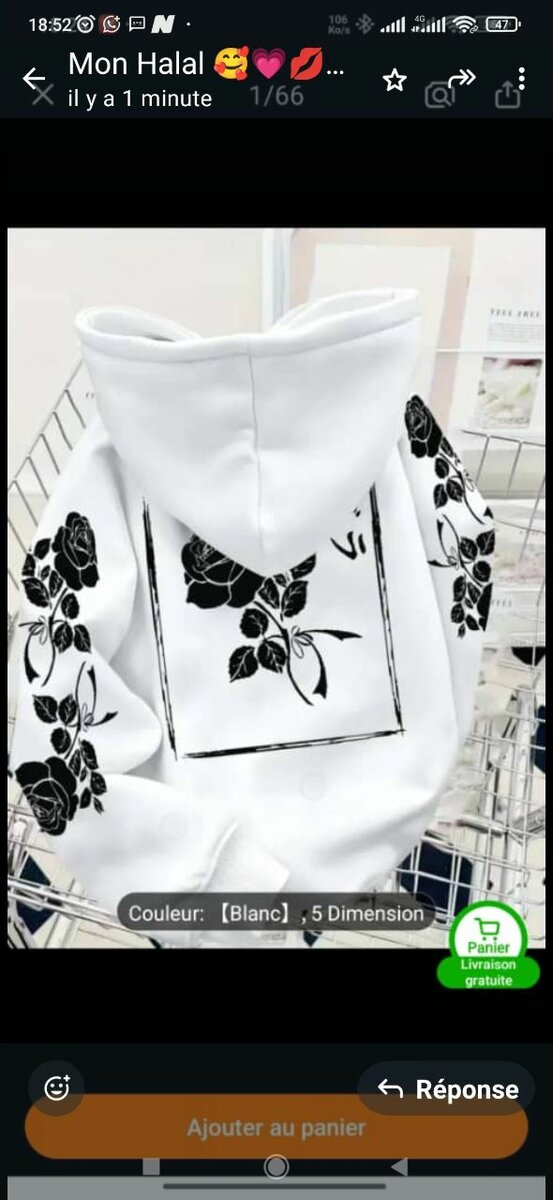 Sweat à Capuche Motif Floral