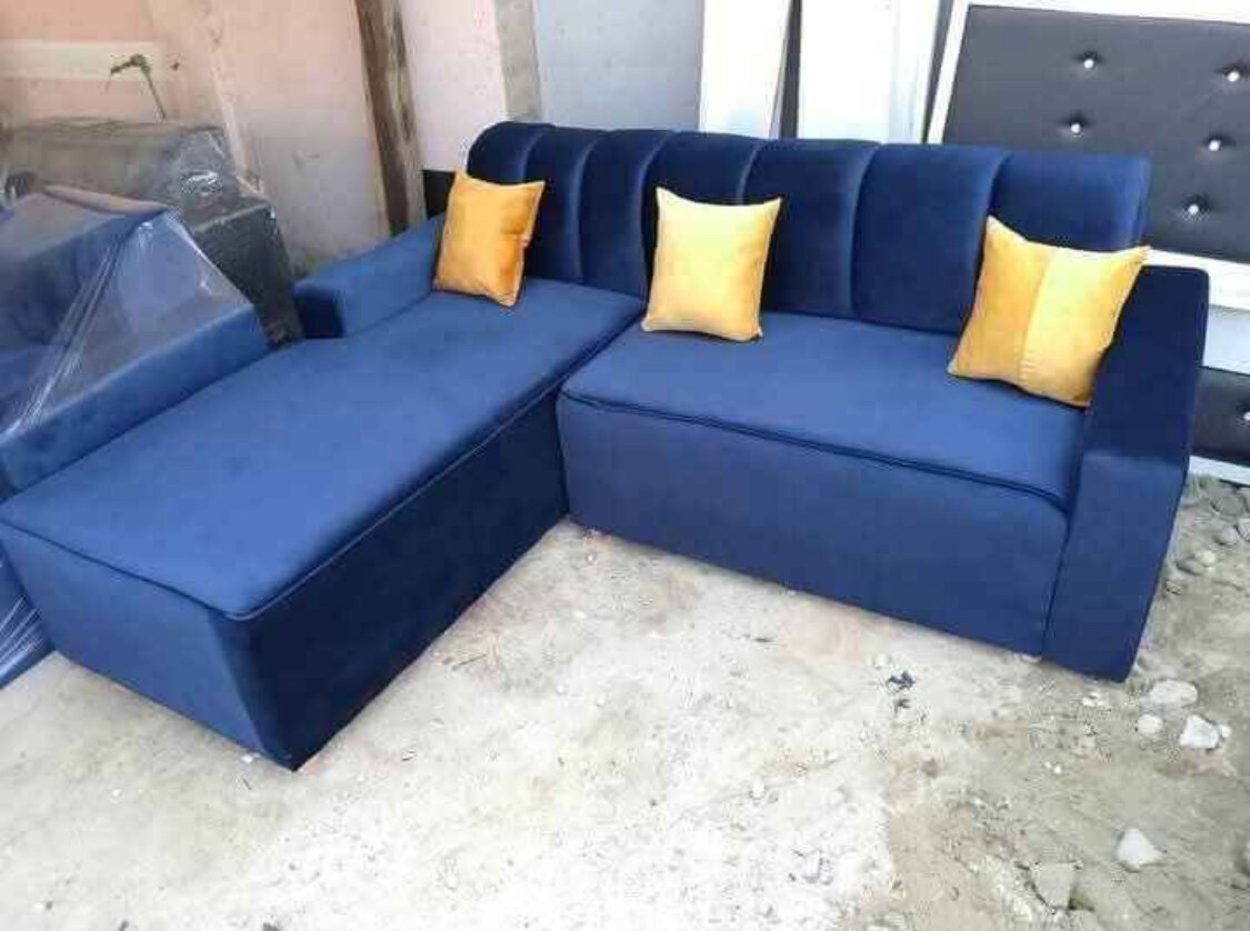 Canapé d'angle en tissu gris