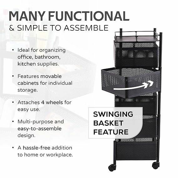 Square Multipurpose Storage Trolley with Wheels