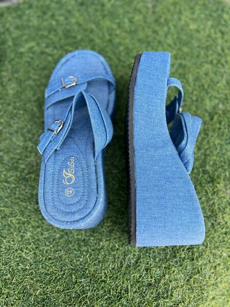 Sandales compensées jeans SB Lala