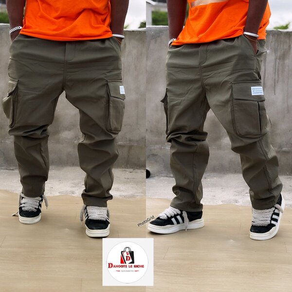 Pantalons cargo kaki homme