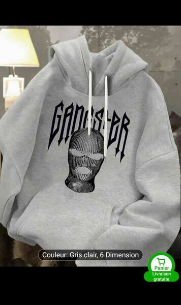 Hoodie Gris "Gangster" Style