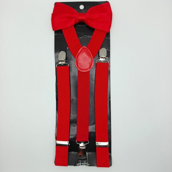 Noeud papillon rouge avec bretelles