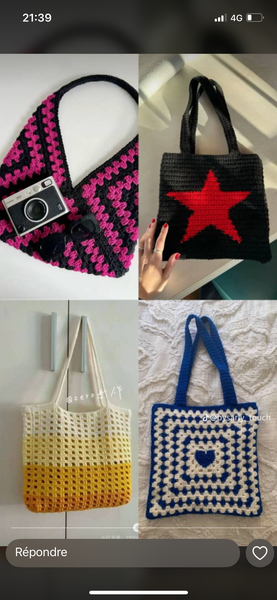 Sacs en crochet colorés