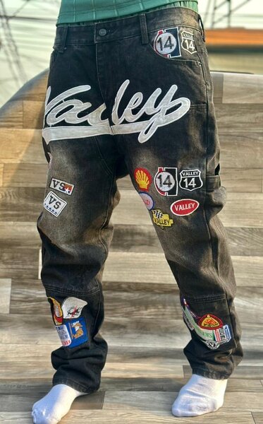 Jean noir Valley avec patches pour homme