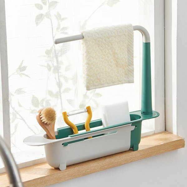 Adjustable plastic sink rack