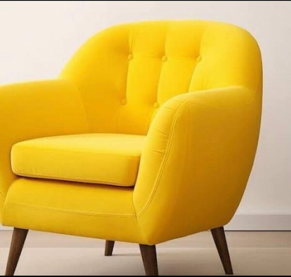 Fauteuil moderne jaune en tissu