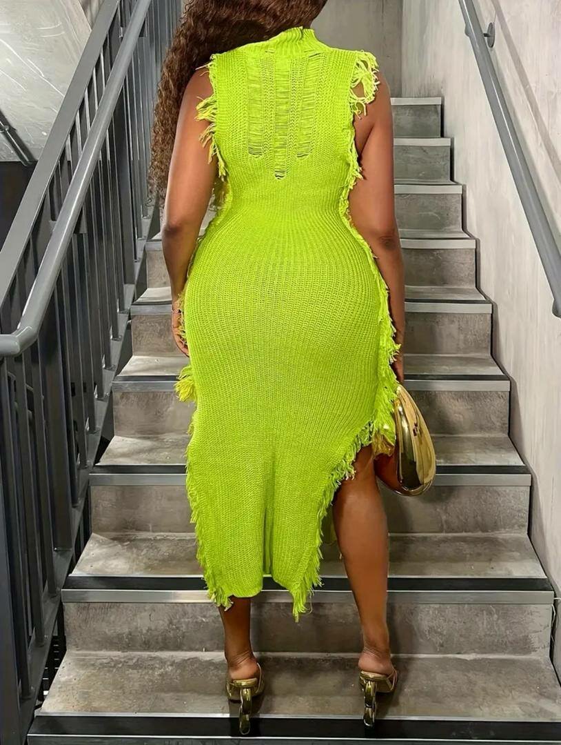 Robe en maille verte tendance