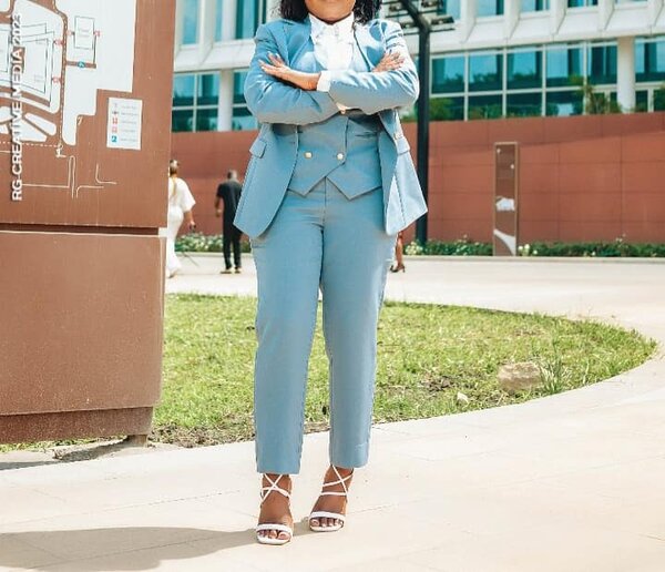 Three-piece suit for women,milky blue