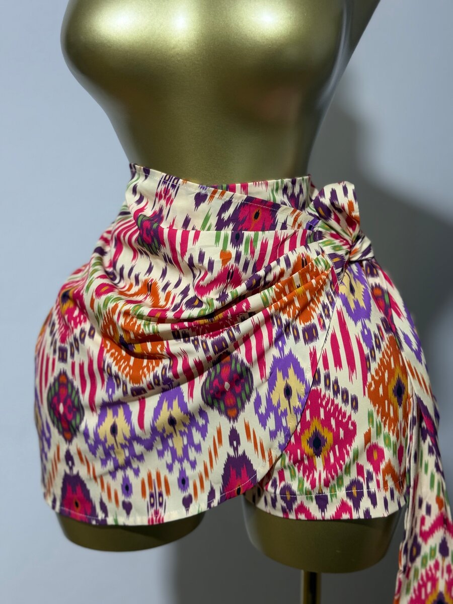 Jupe à imprimé ethnique coloré