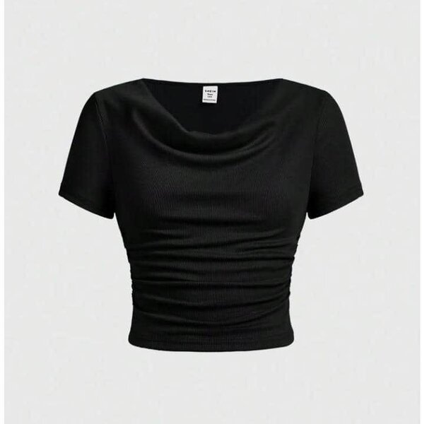 T-shirt noir femme manche courte