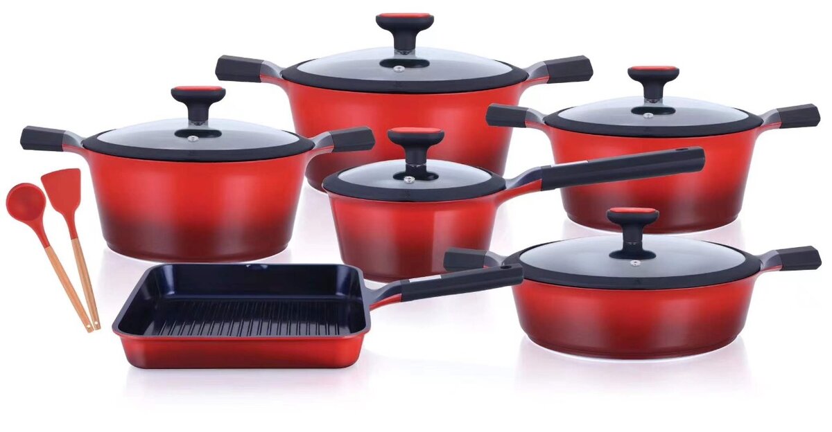 14pcs nonstick cookware set with Grilling pan