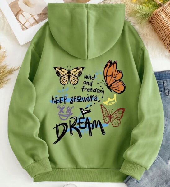 Sweat à capuche imprimé papillons