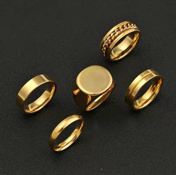 Lot de 5 Bagues en Acier