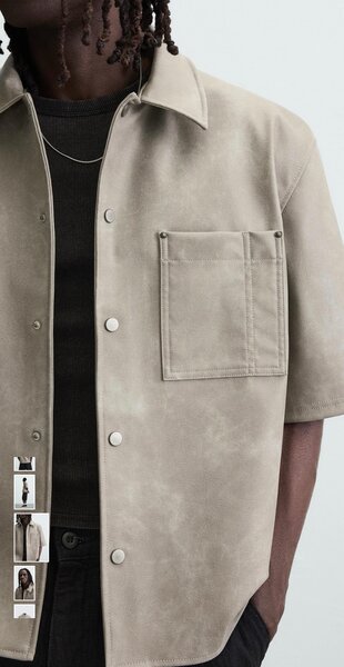 Chemise en suédine beige pour homme