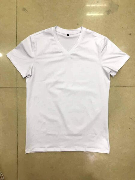 T-shirt blanc col V en coton