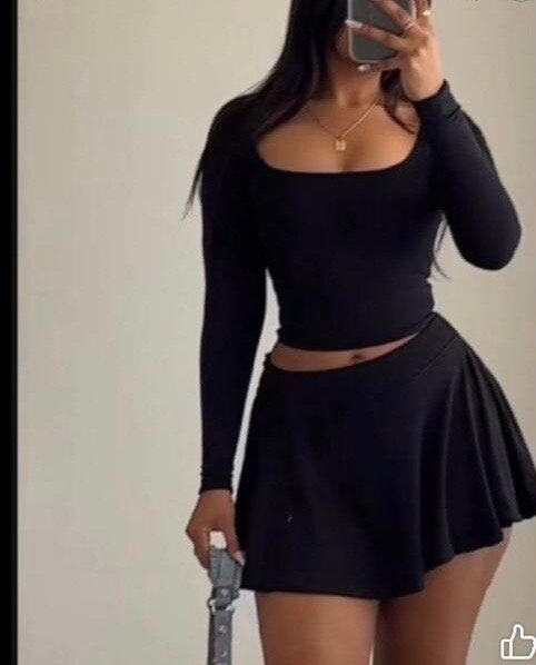 Ensemble jupe et haut noir pour femme