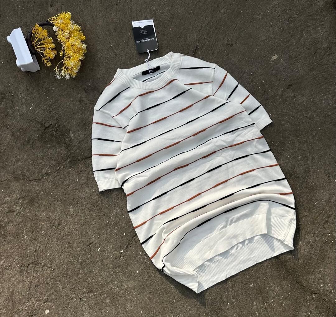 T-shirt rayée en coton homme