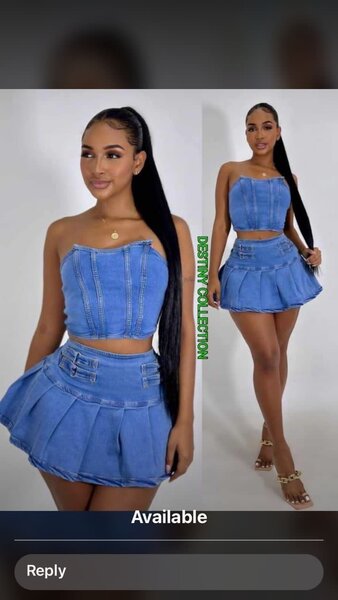 Denim dress and 2 piece as seen