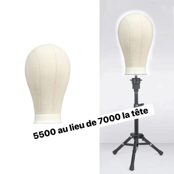 Tête à perruque avec trépied