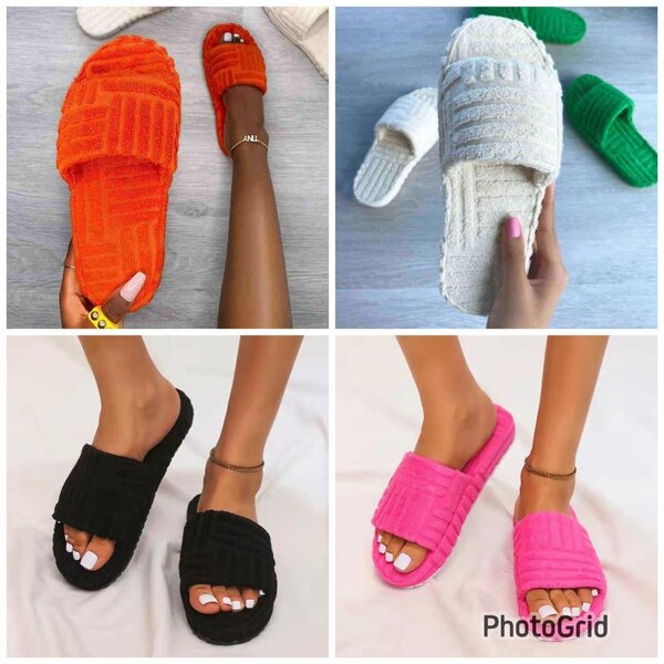 Ladies fur slides