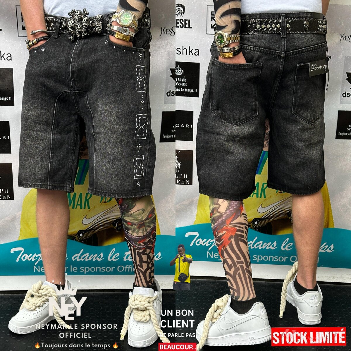 Shorts en jean à clous