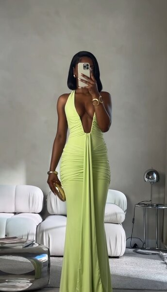 Robe élégante vert citron