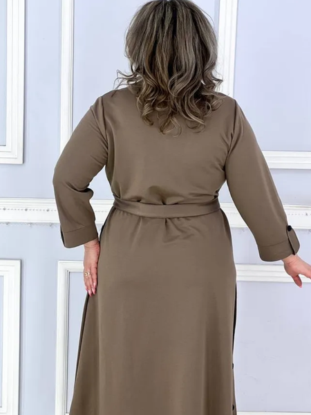 Платье осеннее из трикотажа коричневое