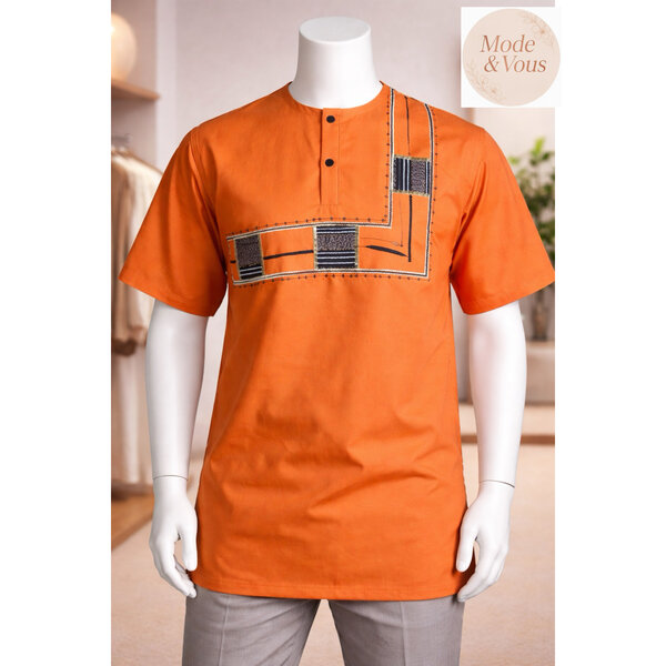 T-shirt homme orange élégant