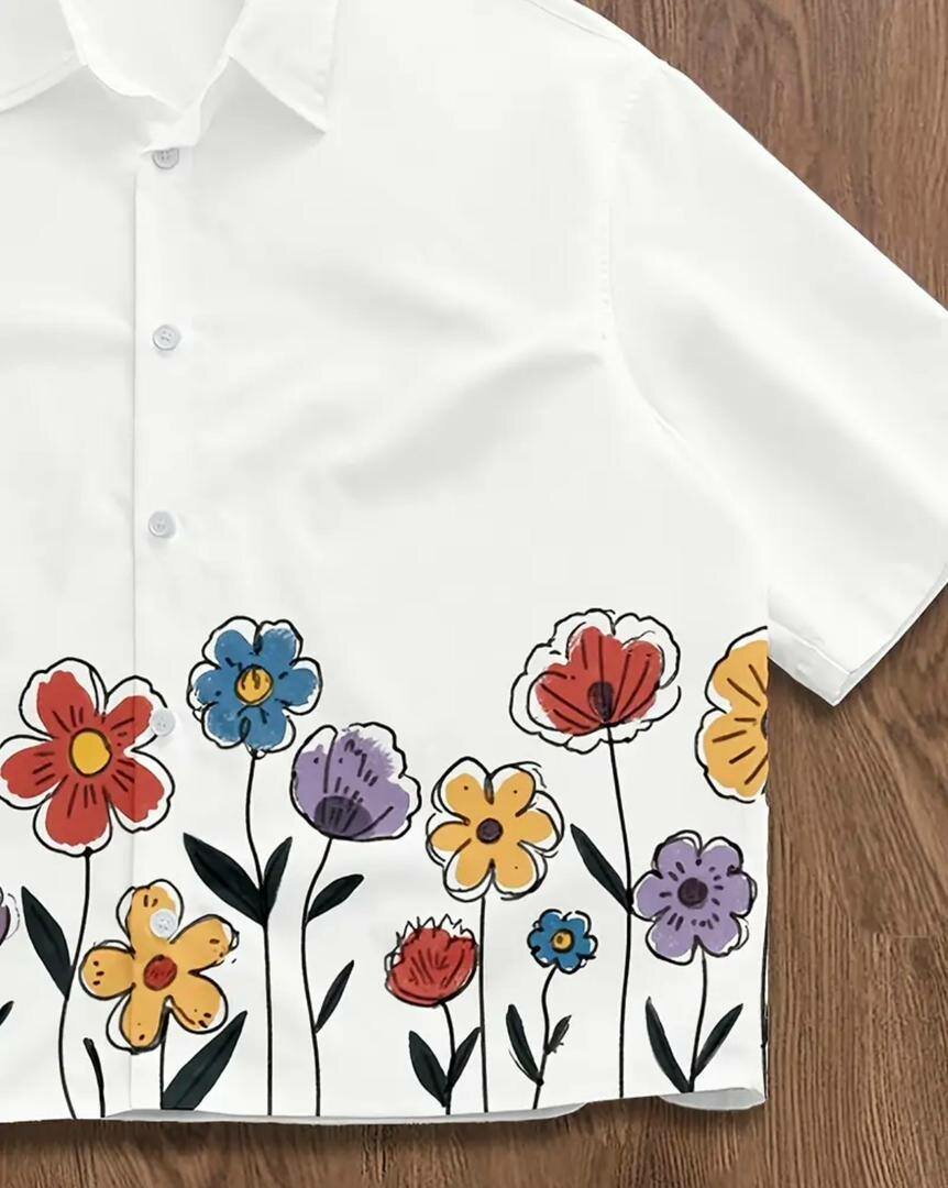 Chemise blanche fleurie pour femme