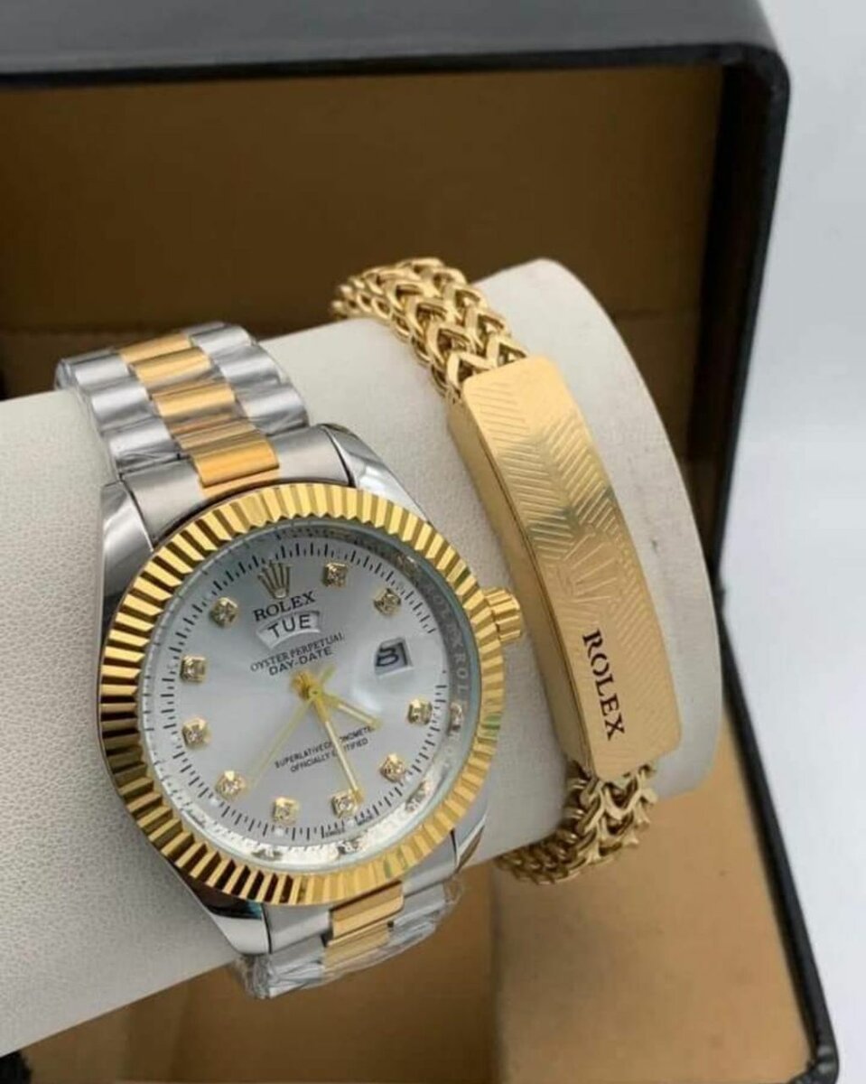 Rolex chain watch and bracelet set