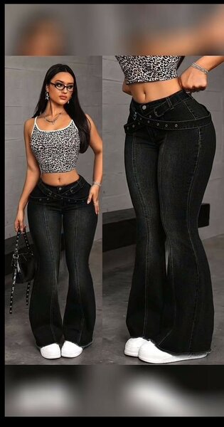 Jean évasé taille haute tendance