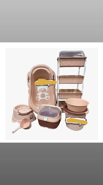 Foreign bath set with bottle storage and storage rack