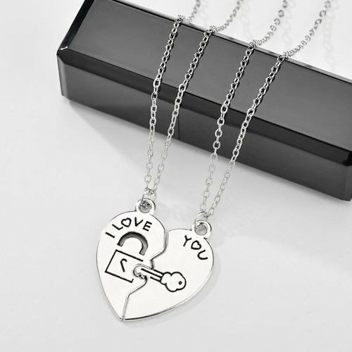 Couple Heart Necklace - Silver