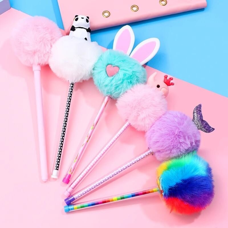 Stylos Pompons Lapin Adorables
